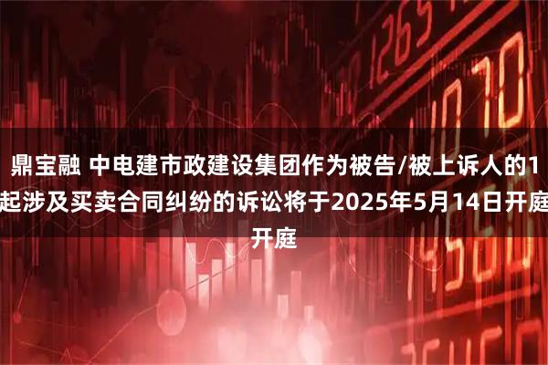 鼎宝融 中电建市政建设集团作为被告/被上诉人的1起涉及买卖合同纠纷的诉讼将于2025年5月14日开庭